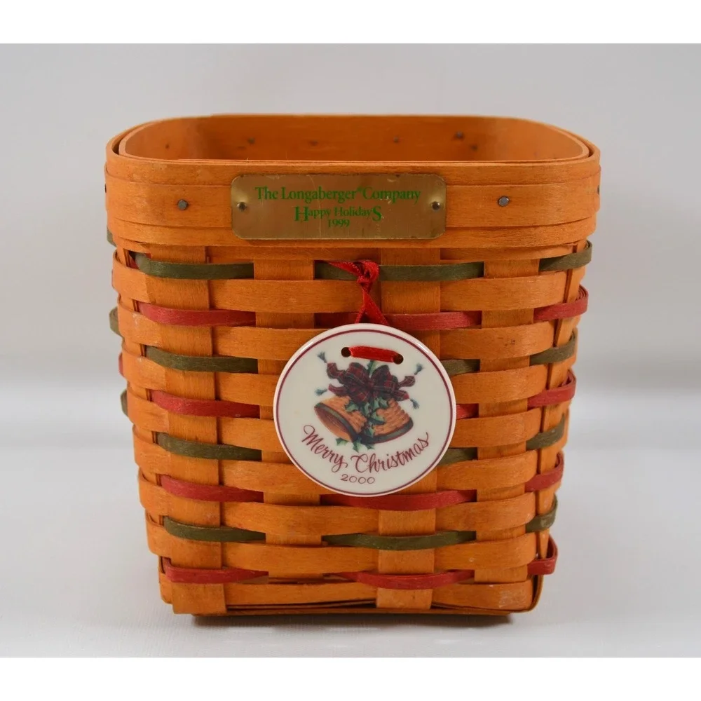 Vintage 1999 Longaberger Happy Holidays Basket Red &‎ Green Accents